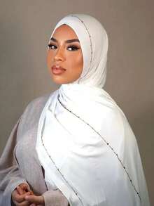 1pc Women's Popular Diamond Solid Color Soft Headscarf, Arabic Casual Long Scarf, Conservative Solid Color Headscarf Suitable For Daily Wear And Outfit Matching - Hot Diamond Solid Color - View 17