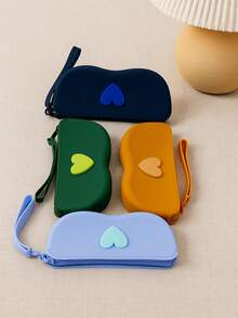 قطعة واحدة من حافظة نظارات من السيليكون مع سحاب، علبة نظارات شمسية. حقيبة تجميل متعددة الاستخدامات ذات سعة كبيرة، حقيبة تخزين، كيس تخزين، حقيبة للأشياء الصغيرة، مع حبل معلق للتعليق. يمكن أن تحتوي على نظارات، فرش مكياج، طلاء أظافر، قطع نقدية صغيرة، سلاسل مفاتيح، كابلات بيانات، إلخ. مناسبة للسفر والمنزل والمدرسة والتنقل. هدايا للنساء، هدايا عيد الميلاد، أفكار هدايا للنساء