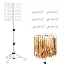 Hair Extension Holder Display Stand For Braiding - Adjustable Height Plastic Rack With 144 Pegs, Unscented Hair Divider Organizer For Salon Use(White/Pink)