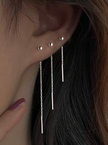 1 Pair Beaded Chain Tassel Earrings, Fashion Minimalist Unique Design Earrings For Women, Suitable For Daily Wear, Parties And Gatherings