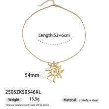 1pc Fashionable Luxury 18K Gold Stainless Steel Sea Conch, Starfish And Sun Pendant Necklace, Versatile Accessory For Women