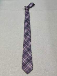 Men's Casual Color Stripe Plaid Slim Fit Tie (5.5 Cm) - 紫羅蘭色 - 查看 3