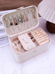 奢华皮革首饰盒、珠宝收纳盒、戒指盒。复古 PU 皮革女士首饰盒，可收纳耳环、项链、戒指、手链、手表等配饰，是完美的母亲节返校礼物 - 多色 - 查看 12