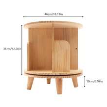 YUNRUX Book Organizer Bookcase Bookcase Standing Shelf Mini Wooden Side Table Rotatable 4 Compartments - Ginger - View 3
