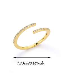 Nhẫn thép không gỉ đính đá Cubic Zirconia tối giản, mạ vàng 18K không phai màu, có thể điều chỉnh kích cỡ, trang sức cưới quyến rũ, phụ kiện dự tiệc và ngày lễ, quà tặng cho người yêu/mẹ/bạn thân. - Chủ nghĩa tối giản - Xem 18