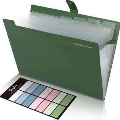 1pc A4 Expanding File Folder With 5 Compartments, A4 File Folder/Document Organizer, Suitable For Office, Home, School