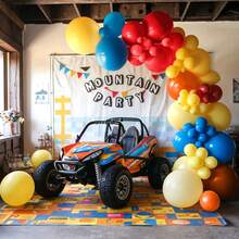 Ramo de globos de látex con estampado de camión colorido de 12 pulgadas en rojo, amarillo, azul y naranja, adecuado para fiestas de camiones monstruo para niños, baby shower, boda y suministros para fiestas de cumpleaños