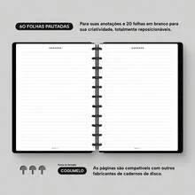 Caderno de Disco ISCOOL Capa Dura Monograma Minimal Perfil Letra W - Preto e Prata - Visão 7