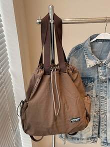 A Niche, Multi-Functional, Casual Tote Bag, Solid Color, Minimalist Style, Large Capacity, Portable Women's Bag, Minimalist Multi-Functional Bag Suitable For Daily Commute, Travel, Shopping And School - Coffee Brown - View 10