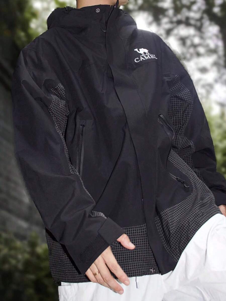 CAMEL CROWN Men's Outdoor Cold-Resistant Jacket Three-In-One Detachable Waterproof Plus Velvet Down Jacket - Phantom Black_Phantom Black - View 1