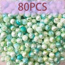 80pcs/Pack 7.5mm Dual-Color Rose Flower Loose Beads, For DIY Earrings, Bracelets, Necklaces And Other Accessories