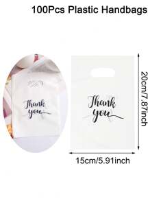100pcs Solid Color Thank You Plastic Gift Bags, Reusable Plastic Bags Perfect For Jewelry, Clothing, Packaging, Gift And Shopping, Back To School Valentine Day