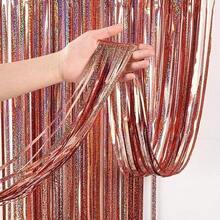 1pc Laser Rain Curtain Decor: 1*2m/39.37*78.74in, Party Wedding Birthday Stage Decoration, Children's Festival Christmas Halloween Background Atmosphere Streamers