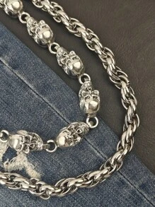 Y2K Stainless Steel Heavy Metal Skull Pants Chain Boy Hip Rock Fashionable Waist Luxury Accessories Summer New Holiday Gifts - Silver - View 11