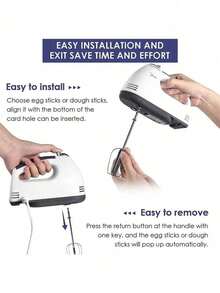 Batidora de Mano Eléctrica, 7 Velocidades, Batidora de Mano Ligera para Hornear Pasteles de CocinaEléctrica, 7 Velocidades, Batidora de Mano Ligera para Hornear Pasteles de Cocina - Blanco - Ver 6