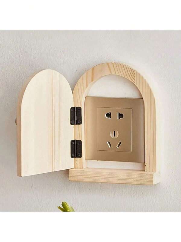 Kreative Holzwand-Dekorationsabdeckung für Steckdosen - Haustür-Augenklappenabdeckung Steckdosenschutz, Kunst-Dekorationsschalterabdeckung Holzschalterabdeckung Wandaufkleber, dekorativer Rahmen als Abdeckung und Schutzabdeckung zur Vermeidung von elektrischen Schlägen - selbstklebend, wiederverwendbar, halbkreisförmig, stromlos, für Lichtschalter in Wohnzimmer, Schlafzimmer, Küche