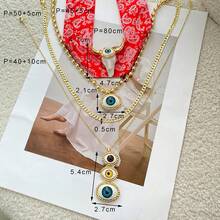 1Pc Western Cowboy Stylish Copper Beaded Eyes Cow Head Vegan Loop Chain Printed Scarf Necklace For Parties Music Festivals Out Hip Hop Enthusiasts Cowboy Lovers Wear, 18k Gold Plated Women's Gold Jewelry Halloween Gift(The Eye Pendant Is Secured With Foam Backing, And The Material Of The Eye Pendant Is Resin.) - Gold - View 9