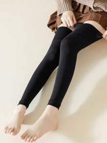 1/2/4双装女士纯色加长过膝长筒袜，加厚保暖，适合秋冬季节，舒适保暖