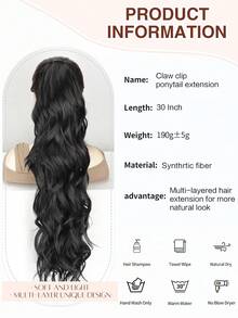 nimoki Estensioni per coda di cavallo, Coda di cavallo lunga e ondulata da 30 pollici con fermaglio, Estensioni per capelli sintetici ricci e voluminosi per l'uso quotidiano delle donne, con aspetto naturale