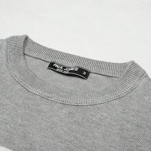 Mens Striped Pullover Sweater Crewneck Contrast Fine Knitted Sweaters - 灰白色 - 查看 3