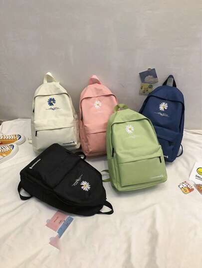 Little Daisy Backpack, 2025 Large Capacity College Style Backpack, Suitable For Outdoor Travel, Women's Backpack - Available In White/Blue/Green/Black/Pink (A Total Of 5 Colors), School Backpack, School Supplies, School Bag, Backpack For School, Back To School Backpack, School Bookbag, Big Backpack, Backpack School, Back To School Bags, Lightweight, Portable, Boys And Men, Perfect For Back To School, First Day Of School, Middle School, High School