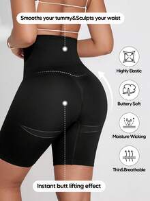 1Pc Women's High-Waist Tummy Control Shorts Mid-Thigh Butt Lift Shapewear For Base Layering