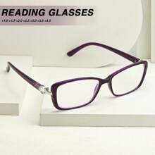 1 Stück modische quadratische minimalistische Lesebrille für Frauen, eleganter Blumendekortempel, hochauflösende Gläser, bequem für den Bürogebrauch