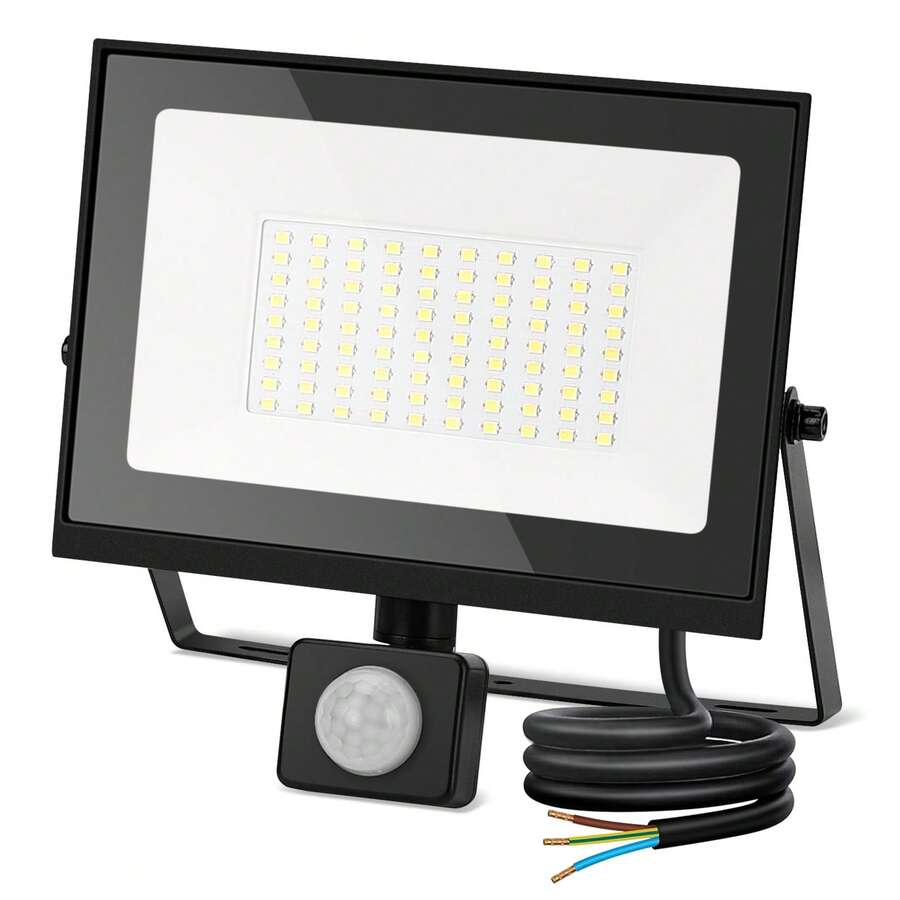 Aigostar Foco LED con Sensor Movimiento 50W,4300LM Super Brillo Focos LED Exterior IP65 Impermeable,Blanco Frío 6500K Proyector Led Exterior,Perfectas para Jardín, Garaje, Patio, etc. - 50W - Ver 1