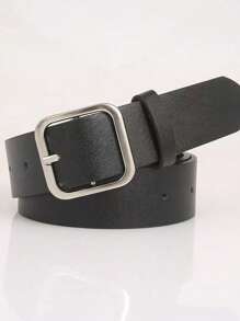 1pc Plus Size Women's Black Minimalist Buckle Waist Belt, Versatile For Shorts, Skirts, Suitable For Daily Wear, University, Commute, Formal Occasions, L-3XL, Mother's Day Gift