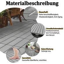 VA-Cerulean Balcony Panels WPC Terrace Tiles Wood Look Balcony Tiles Click System Click Tile Composite Click Tiles For Garden Balcony Terrace (Light Grey, 1m²) - Light Grey - View 5