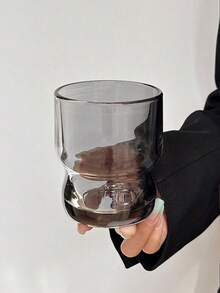 1pc Transparent Cup, New Glass Cup, Suitable For Use In Office, Bedroom, Living Room And Other Occasions, Only Using A Good Cup Can Have A Good Mood To Drink Water. Round Creative Cold Drink Cup, Minimalist INS Style Juice Cup. Suitable For Home And Cafe Use. - Multicolor - View 5