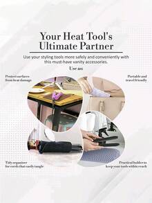 Tappetino in silicone resistente al calore di taglia grande, custodia da viaggio portatile per piastra arricciacapelli, piastra piatta, piastra lisciante e altri strumenti per lo styling dei capelli, essenziali per il ritorno a scuola, viaggi e vacanze, accessori per capelli per donne