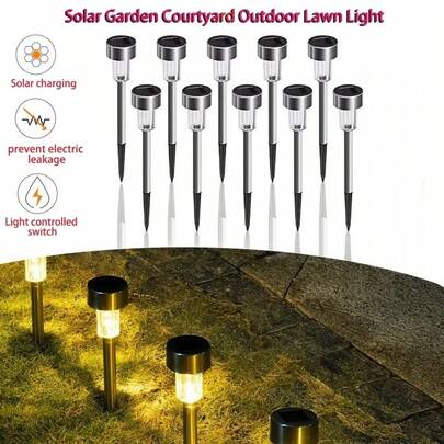 10 件太阳能户外灯花园灯太阳能防水景观路径户外适用于庭院后院草坪露台装饰植物圣诞装饰、圣诞灯、仙女灯