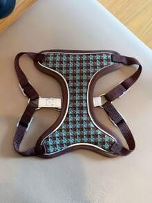 Small And Medium-Sized Dogs Harness And Leash Set, Step In Puppy Vest With Breathable Soft Mesh, Walking Reflective Pet Harness For Small Dogs Houndstooth Check Spliced Cat Harness For Outdoor Use