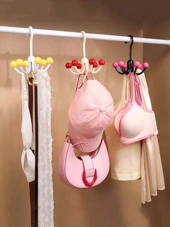 1pc/2pcs/3pcs/4pcs Multi Functional Rotatable Six Claw Hook, Home Underwear Sling, Hat Hook, Dormitory Wardrobe Storage Rack, Hanging Bag Rack