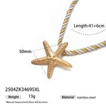 1pc Fashionable Luxury 18K Gold Stainless Steel Sea Conch, Starfish And Sun Pendant Necklace, Versatile Accessory For Women
