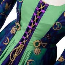 Halloween Costumes CosplayDiy Medieval Green Velvet Dress Witch Cosplay Costume Robes Adult Women Plus Size