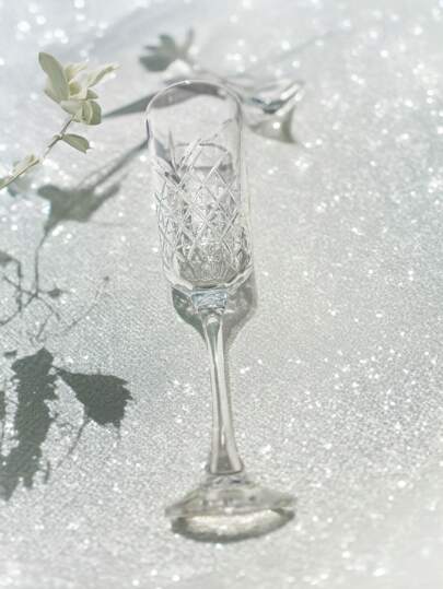 Verres à pied classiques européens | Luxe vintage avec motif de treillis en diamant | Sans plomb, verrerie réutilisable | Polyvalent pour le champagne, le jus, les boissons glacées et l'eau pétillante | Idéal pour les restaurants, les mariages, les fêtes et les cadeaux