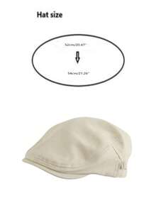 1 件儿童纯色可调节时尚贝雷帽，适合所有季节，秋冬 - 純色 - 查看 3