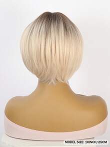 SMILCO 10-Inch Women's Wig, Blonde Gradient With Bangs, Comfortable And Breathable, Suitable For Daily Wear, Synthetic Fiber - Độ dốc vàng - Xem 2