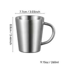Thickened 304 Stainless Steel Cup, Double-Layer Anti Scald, Water Cup, Coffee Cup, Beverage Cup, Tea Cup, Milk Cup, Easy To Clean, Durable, Drop Resistant, With Handle For Easy Access, Suitable For Home Use, Office, Restaurant, Fast Food Restaurant, Canteen, Beverage Shop, Picnic, Outdoor