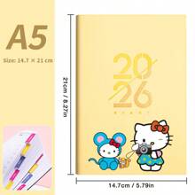Sanrio دفتر تخطيط يومي ل- هالو كيتي سانريو لعام 2026، دفتر يومي لمدة 365 يوم، دفتر إدارة الوقت باللغة الإنجليزية، لوازم مدرسية، عودة إلى المدرسة، مناسب كلوازم مدرسية للطلاب العائدين وكهدايا للطلاب.