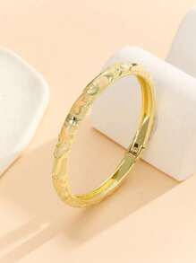 rundraw 1pc Fashionable New Bohemian Style Gold-Plated Enamel Bangle, Suitable For Girls And Women