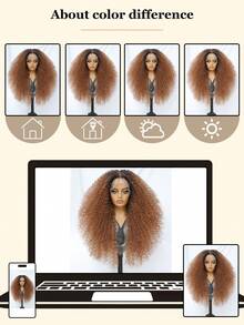 Perucas sintéticas Jerry Curl de 24 polegadas, perucas crespas e cacheadas para mulheres afro, 13x5x1,5, pretas, pré-depiladas, perucas de renda frontal Latisha para mulheres