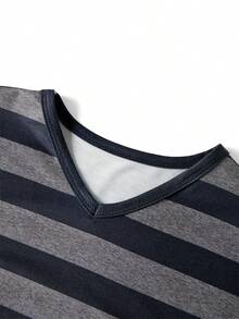 Women Y2k Fairy Grunge Striped Shirt Top Vintage Shorts Sleeve V Neck Goth Loose Fit T-Shirts Emo Gothic E-Girl Oversized Tees Tops Aesthetic Clothes Streetwear - Màu xanh bụi bặm - Xem 6