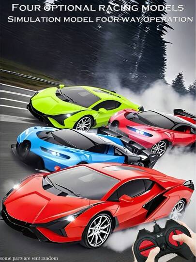 Large Remote Control Car Toy, Convertible 4WD RC Racing Drift High Speed Car, Crash Resistant RC Drift Racing Car, Sports Coupe Model Car Toy, Children Toy, High Speed Competition RC Car, Red/Blue, 4 Channels, 1:18 Scale Large Drift Racing Car