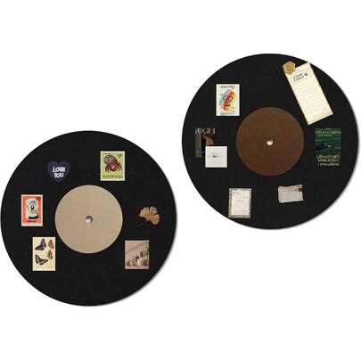 1 件毛毡唱片公告板，适用于办公室和家庭的复古音乐墙面装饰，15.7 英寸毛毡板，带软木背衬，美观的墙面艺术家居装饰照片存储悬挂毛毡留言板房间装饰