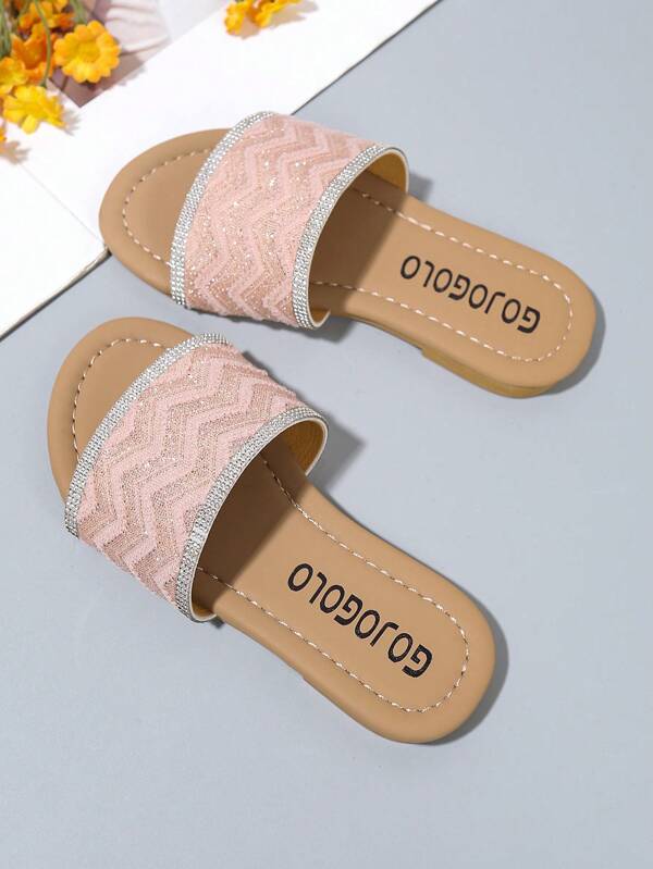1 Paar Mädchen Rosa Wellen Muster offene Zehensandalen, minimalistisch Lässig Mode, leicht & weich, geeignet für Zuhause, Alltag, Strand, Reisen
