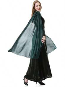 Elegant Medieval Tea Party Dress For Women, Victorian Era Velvet Gown With Puff Sleeves, High Waist Long Dress With Belt & Gloves - 鑽石絲絨綠 - 查看 3