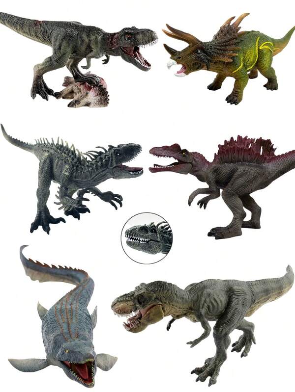 Jurassic Dinosaurier Festmodell Spielzeuge, 8-15" mittel- und großformatige handbemalte Dino-Modelle - brüllender Tyrannosaurus Rex, Triceratops, I-Rex, Skinkosaurus, Mosasaurus, schwerer Gorilla Trex, Loong Maskottchen - detailliert und realistisch, beweglicher Kiefer